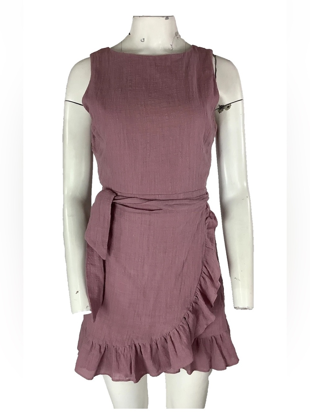 Peach Love California Sz M 100% Cotton Ruffle Wrap Boho Peasant Dress Pink
